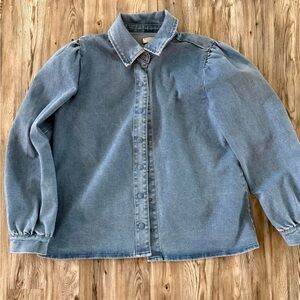 Bagatelle Light Blue Denim Button Down Shirt with puffy sleeves